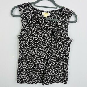 Maeve Anthropologie Size XS Mod Tie Bow Cat Print Top Blouse Sweater TTB